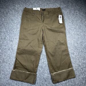 Gap‎ Cropped Capri Pants Women's 6 Army Green Low Rise Twill Casual Weekend Wear